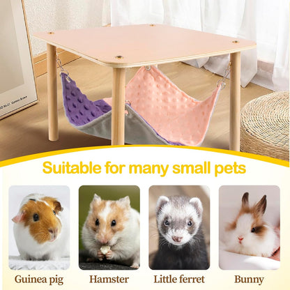 Enlarged Guinea Pig Hammock with Wooden Stand,Small Animal Hanging Bed Large Platform for Guinea Pigs Bunny Ferret Hamster Hiding Sleeping 13L x 13W x 11H in
