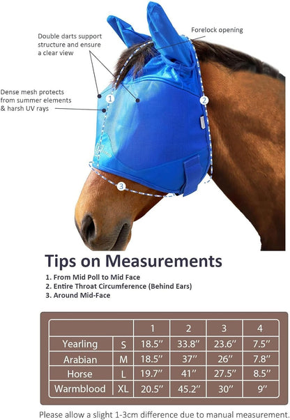Harrison Howard Horse Fly Mask Half Face with Ears Signature Blue Arabian Medium