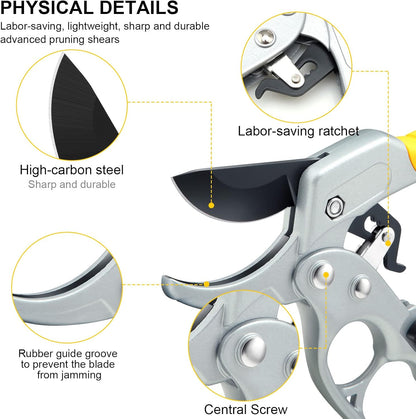Ultra Sharp Germany Steel Pruning Shears - Cuts 3X Easier, Weak Hand Arthritis Snips, Rust-Resistant, Effortlessly 1-Inch Cut Capacity Garden Scissors, Ergonomic Handle