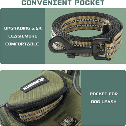 No Pull Dog Harness for Medium Dogs, Adjustable No Choke Pet Vest with Dog Leash Fit Smart Reflective Pet Walking Harness for Training Easy Control Soft Handle Green M