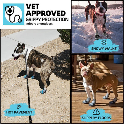 Dog Shoes for Large Dogs, Medium Dog Boots & Paw Protectors for Hardwood Floors, Outdoor Dog Booties for Hot Pavement Winter Snow Hiking, Breathable Dog Shoes with Reflective Strips Size 5