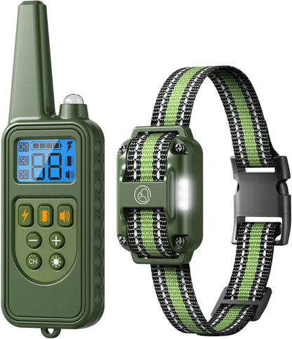 Dog Shock Collar, Electronic Dog Shock Collar with Shock, Beep, Vibration, Dog Training Collar with Remote, Light, Waterproof Rechargeable, 2600ft Dog e-Collar for Small Medium Large Dogs