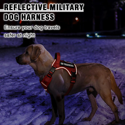 WINSEE Service Dog in Training Harness with 5 PCS Patches, Reflective Tactical Dog Vest Harness, Adjustable Soft Oxford Pet Harness with Easy Control Handle, Hook & Loop Panels for Walking Hiking