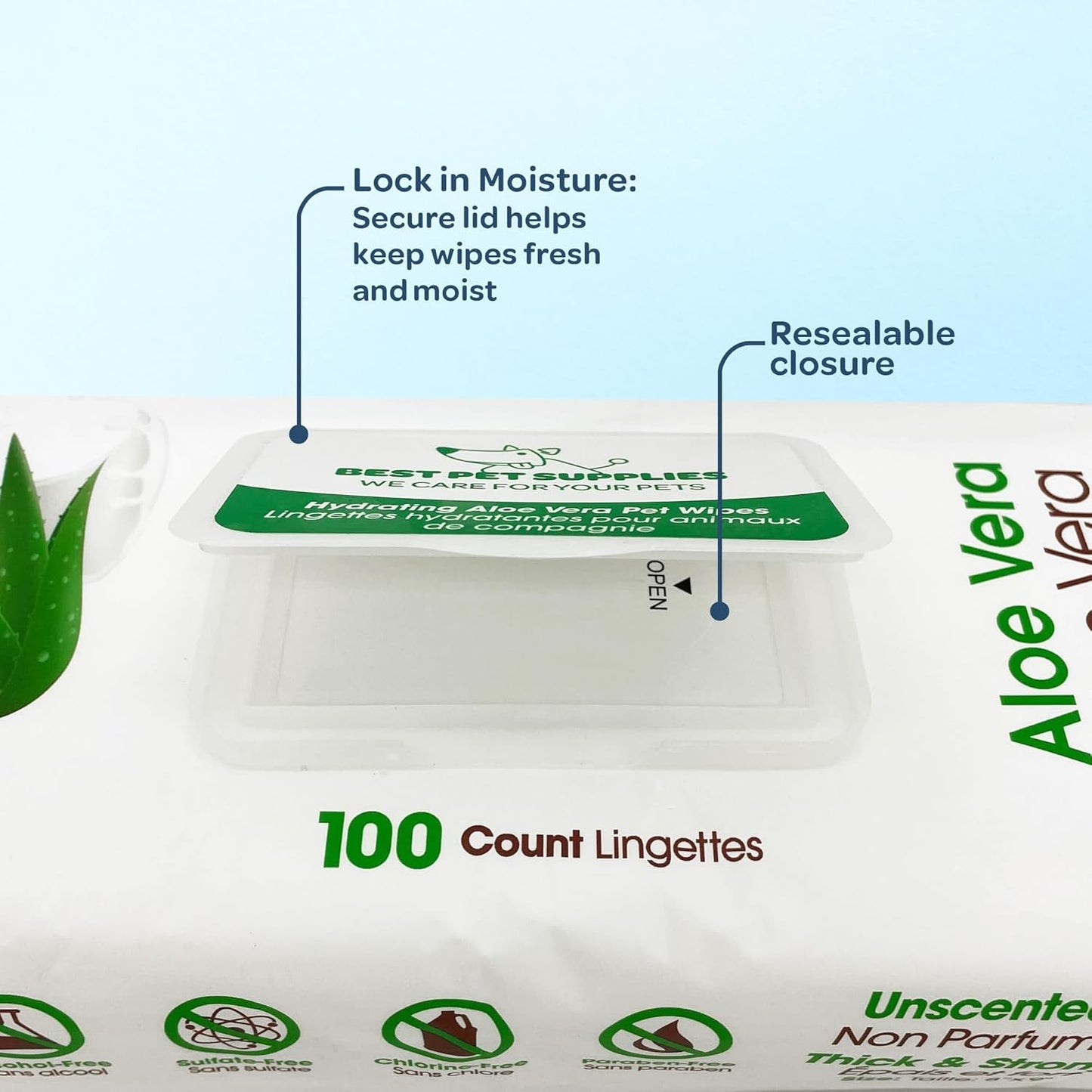 Best Pet Supplies Pet Grooming Wipes for Dogs & Cats,Deodorizer for Coats & Dry, Itchy, or Sensitive Skin, Clean Ears, Paws, Body, & Butt - Hydrating, Aloe Vera, 400 Count.