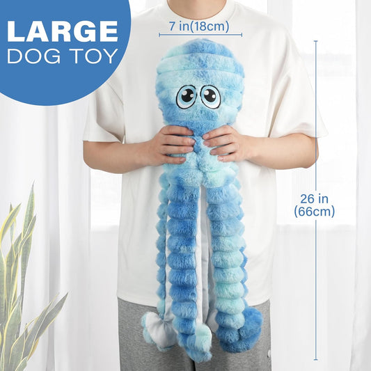 Prime Pets Dog Toys for Large Dogs, 27“ Extra Large Plush Octopus Dog Toy, Crinkle Squeaky Dog Toys to Keep Them Busy, Interactive Tug of War Pet Toy for Small Medium Large Breeds, Tie-dye Blue