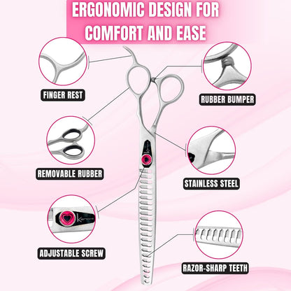 Kenchii Love Dog Grooming Scissors, 22 Tooth Blender Shears, Dog Scissors for Grooming, Professional Pet Grooming Scissors, Heavy Duty, Durable and Sharp