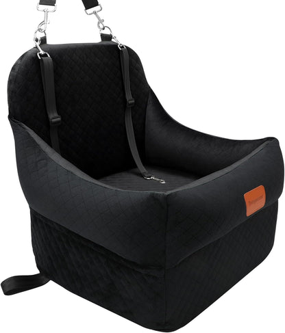 Dog Car Seat-Dog Booster Car Seat with 7''Interior Height,Pet Travel Car Seat with 2 Safety Leashes,Car Dog Seat Restraint Small/Medium Dog up to 35 lbs,Detachable Washable,Easy to Install(H-Black)