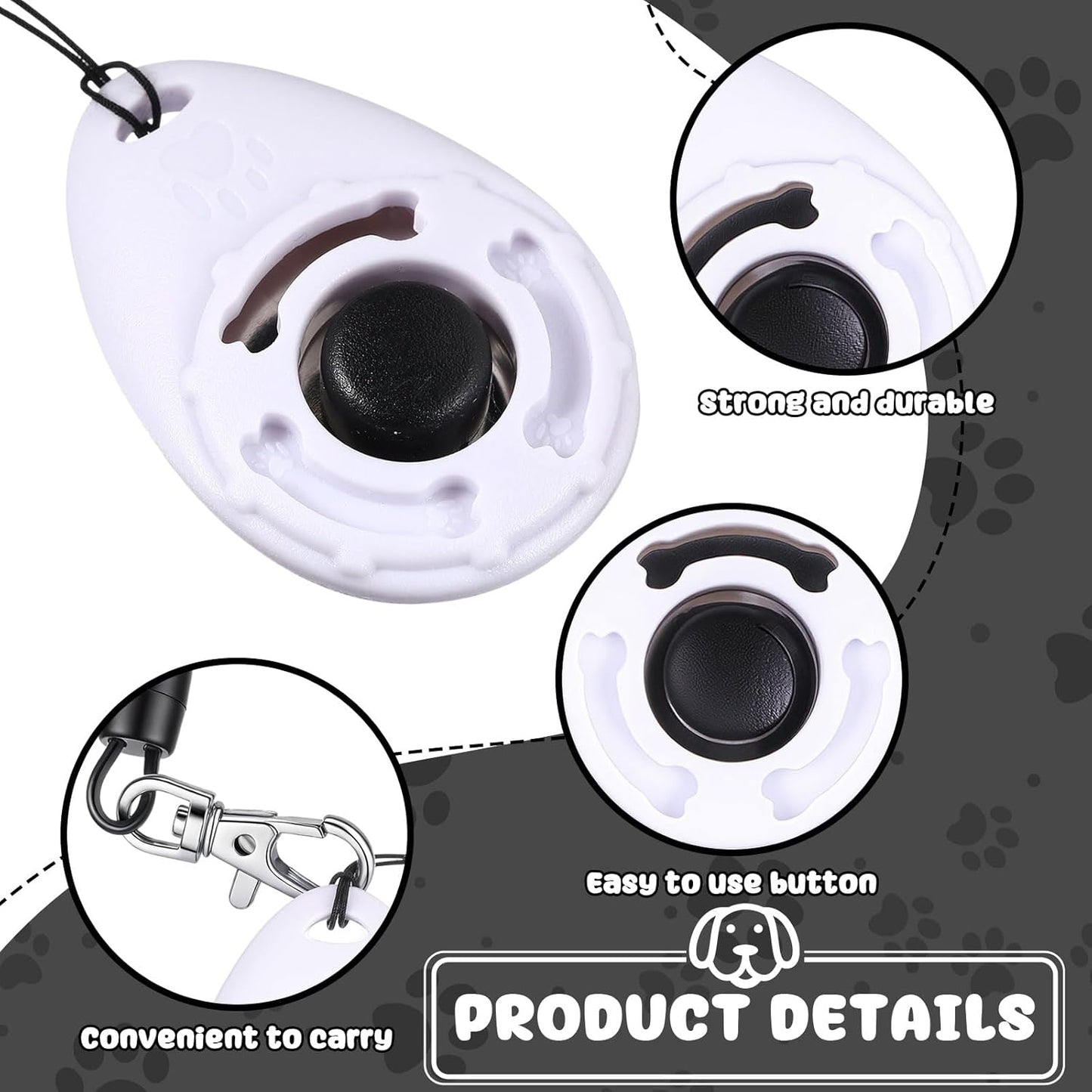 Frienda 18 Pieces Dog Training Clicker, Pet Behavioral Training Clickers with Wrist Strap for Dogs Cats Puppy Birds Horses (White)