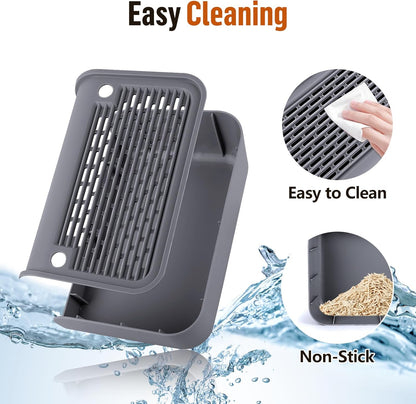 Cat Litter Box Step, Cat Litter Box Ramp Mat with Filter Function for Self-Cleaning Cat Litter Box, Easy to Clean, Cat Pedal Step Stool Ideal for Kitten & Elderly Cats (Dark Grey)