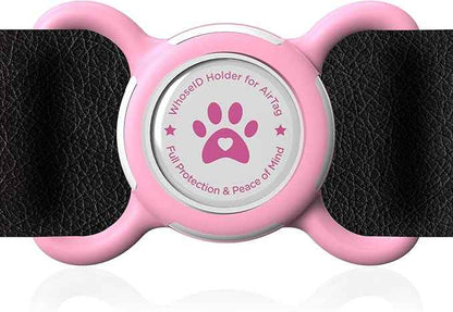 Airtag Dog Collar Holder, Durable & Lightweight Airtag Case, Slide-on Waterproof Protective Air Tag Holder for Dog Collar - for Dogs and Cats (Pink, Large)