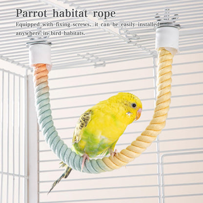 1pcs Gradient Colorful Bird Rope Perch Stand,Bird Cage Climbing Rope Toys Accessories,Bendable Climbing,Parakeet Lovebirds Cockatiels Budgies Play (31.4'')