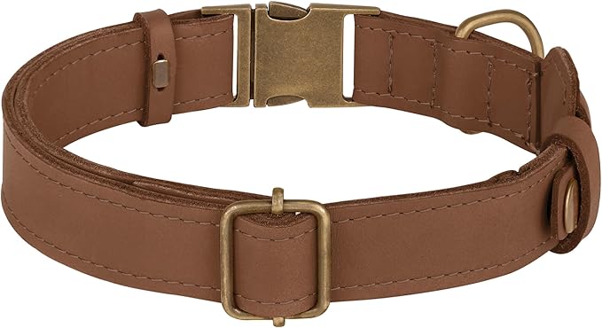 AirTag Dog Collar - Genuine Leather Dog Collar with Apple AirTag Holder and Metal Buckle - Smart GPS Tracking Pet Collars (Tawny, XS, 9"-12" Neck Fit)