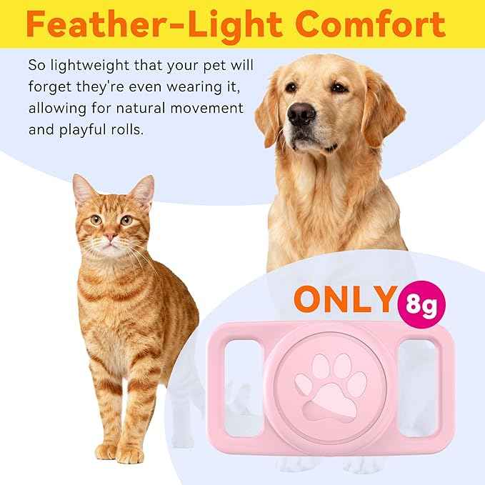 for Airtag Dog Collar Holder (1-Pack Pink) | Waterproof & Secure Silicone Case for AirTag | Anti-Lost Pet Tracker Cover for Dogs & Cats