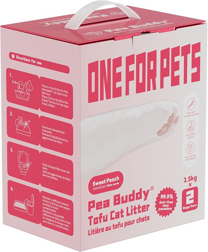 Pea Based Tofu Cat Litter, Dust Free Cat Litter, Low Tracking, and Natural Odor Control, Flushable (2 Bags, Sweet Peach)