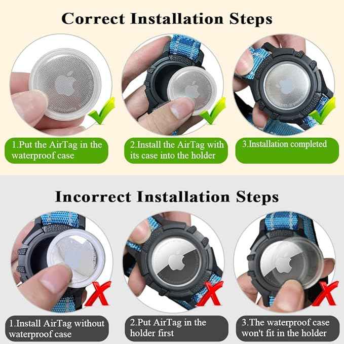 Airtag Dog Collar with Waterproof Air Tag Holder, Integrated Reflective Pet Collar with Soft Padding, Adjustable Nylon Collar for Small Medium Large Dogs, Blue, XS (9.5"-11.8")