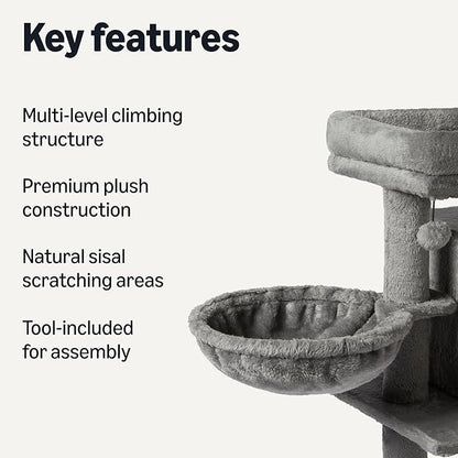 Amazon Basics Indoor Cat & Kittens Multi-Level Climbing Activity Tower with Scratching Posts, 2 Condos, FSC Certified, M - 31.1" (78.9cm) H, Grey