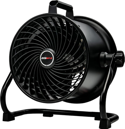 10-Inch High-Velocity Drum Air Circulator Fan, Heavy-Duty Shop Fan with 3-Speed & 360° Tilting Floor Fan for Warehouse, Industrial, Workshop
