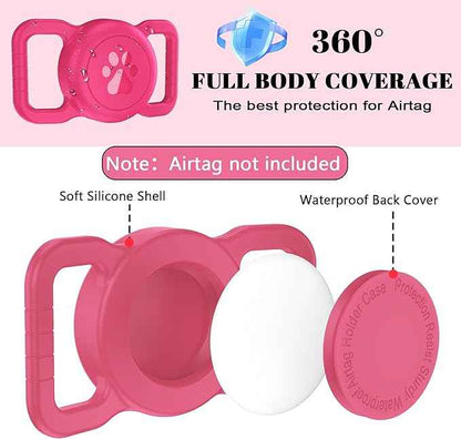 SANKALA Airtag Dog Collar Holder, [1 Pack] Waterproof Airtag Collar Holder for Dog, Silicone Full Body Covered Anti-Lost Protective Apple Airtag Case for Pet Collar - Fits All Width Collars, Rose