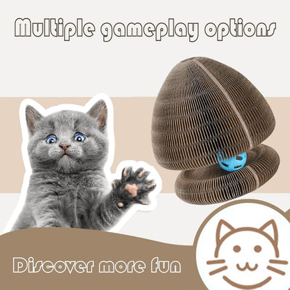 Kitty Curls Cat Toy Kurlz, Interactive Scratch Pad, Foldable Accordion,Cat Recyclable Scratcher with Ball (Orange)