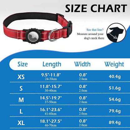 Airtag Dog Collar with Waterproof Air Tag Holder, Integrated Reflective Pet Collar with Soft Padding, Adjustable Nylon Collar for Small Medium Large Dogs, Red, S (11.8"-15.7")