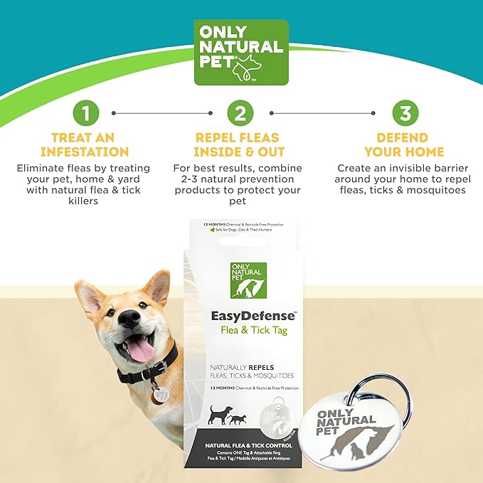 Only Natural Pet EasyDefense Tag – Lightweight, Water-Resistant Collar Attachment for Dogs & Cats – Year-Round Wearable Comfort Accessory | Non-Chemical & Durable Design