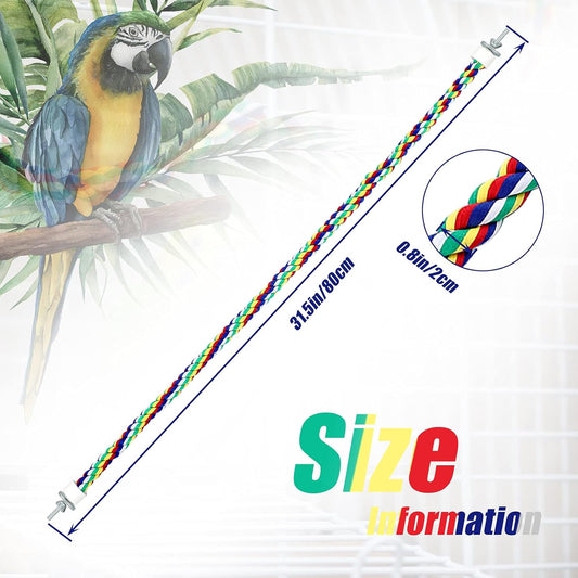 Weewooday 2 Pcs Bird Rope Perches Climbing Rope Bird Cage Accessories for Parrots, Parakeets, Cockatiels, Conures(31.5 Inch)