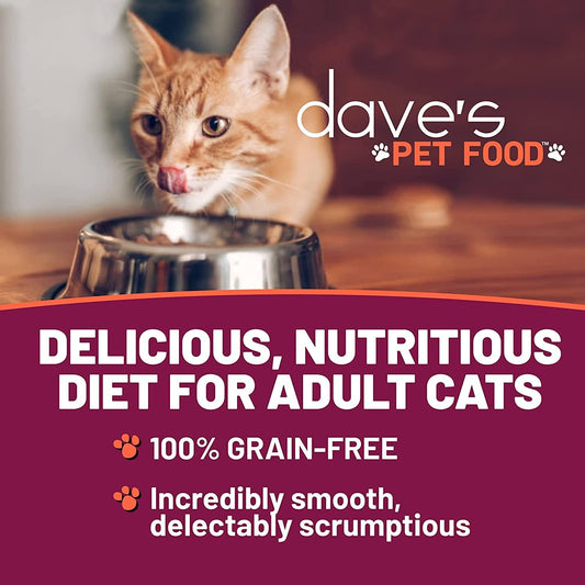 Dave's Pet Food Grain Free Wet Cat Food (Chicken & Turkey Saucey Pate), Naturally Healthy Canned Cat Food, Added Vitamins & Minerals, Wheat Free, 5.5 oz (24 Pack)