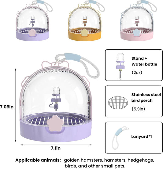 Birdcages,Carriers,Small Bird Travel Cage Carrier, Bird Carry Transport Bag,Small Animal Carrier,Travel Carry-Out Cage with Water Bottle (Purple)