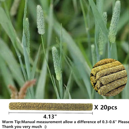Rabbit Toys,Timothy Hay Stick for Guinea Pig Toy Bunny Chew Toys for Teeth Grinding Hamster Alfalfa Bite Treat Rabbit Molar Food Snack for Pet Rat Chinchilla Squirrel Gerbil-20PCS