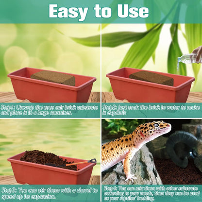 Halatool 2Pack Leopard Gecko Substrate Natural Coconut Fiber Substrate for Reptiles Premium Coco Husk Terrarium Bedding for Tortoise Habitat Snake Lizard Hermit Crab Tarantula Enclosure Worm Bin Frog