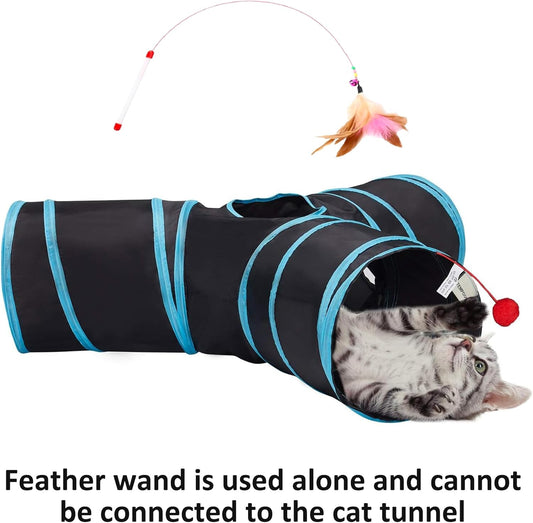 Tempcore Pet Cat Tunnel Tube Cat Toys 3 Way Collapsible, Tunnels for Indoor Cats๏ผKitty Bored Peek Hole Toy Ball Cat, Puppy, Kitty, Kitten, Rabbit