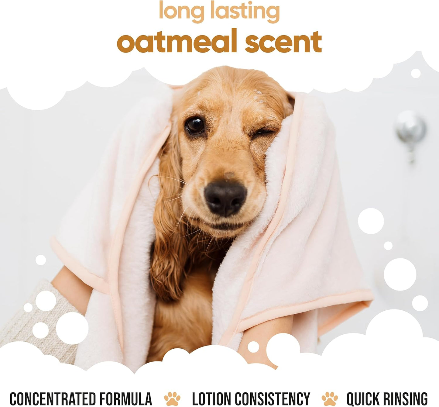 Oatmeal Dog Conditioner (16.90oz) Made with Aloe Vera, Argan Oil & Pro Vitamin B5 to Detangle Matted Coats & Relieve Sensitive & Itchy Skin, Suitable for Puppies from 8 Weeks, Vegan