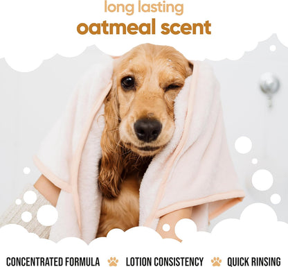 Oatmeal Dog Conditioner (16.90oz) Made with Aloe Vera, Argan Oil & Pro Vitamin B5 to Detangle Matted Coats & Relieve Sensitive & Itchy Skin, Suitable for Puppies from 8 Weeks, Vegan