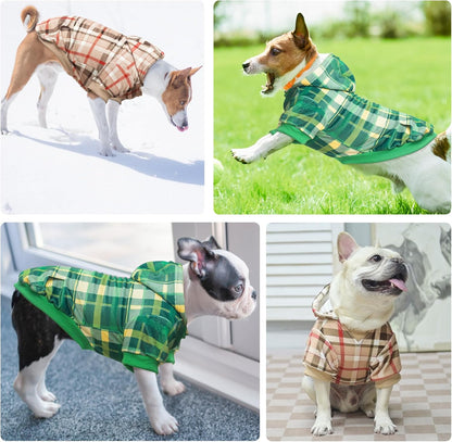 BEAUTYZOO Dog Hoodie Sweaters for Small Medium Large Size Dogs Girls Boys- Premium Quality, Ultra Soft, Superior Comfort Fit, Fleece Lined Hooded Sweatshirt- Cold Weather Pet Clothes Winter Coat,Plaid