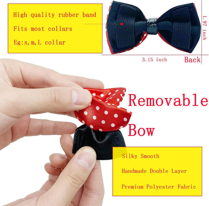 10 PCS Dogs Collar Elastic Attachment Bow Ties for Small Medium Large Pet/Cats Puppies Collar Charms Accessories Slides Bowties for Birthday Wedding Parties(Classic Small)
