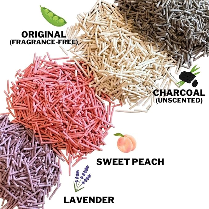 Pea Based Tofu Cat Litter, Dust Free Cat Litter, Low Tracking, and Natural Odor Control, Flushable (2 Bags, Charcoal (Unscented))