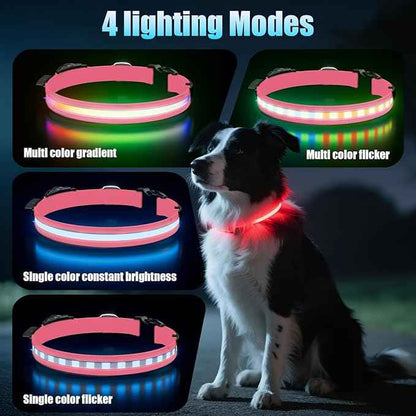 LED AirTag Dog Collar - Brightest Light Up Dog Collars - IP68 Waterproof Air Tag Dog Collar Holder - 1,600 Feet of High Visibility - Magnetic Charging - Dog Lights for Night Walking, Pink M