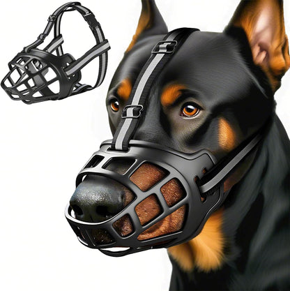 Dog Muzzle, Breathable Basket Muzzles for Small Medium Large Sized Dogs, Adjustable Humane Cage Mouth Cover for Scavenging Grooming Biting Chewing, Allows Panting and Drinking(Soft Rubber, XS)