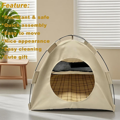 BreezyDen Pop-Up Pet Tent – Portable Hideaway for Cats & Small Dogs, Portable Indoor/Outdoor Pet Tent House with Mesh Window, Waterproof, Breathable, Scratch-Resistant, Fully Washable (Brown,L)
