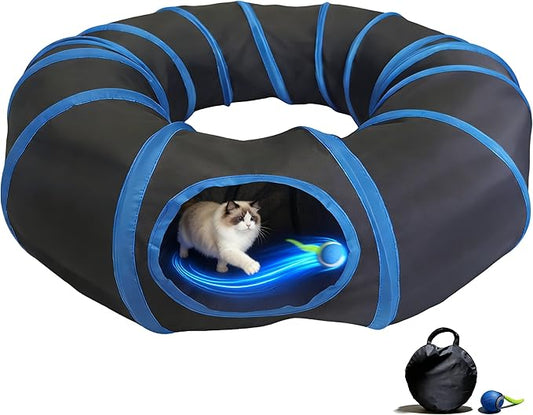 Interactive Cat Toys, Fast Rolling Toy Ball in Round Cat Tunnel, Automatic Cat Toy for Indoor Cats, Cat Hunting Toys for Indoor Cats