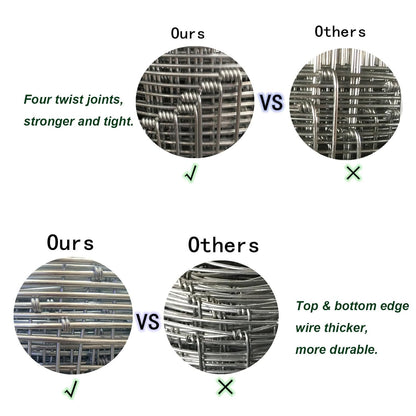 40in x 100ft Galvanized Wire Fence, Hog Goat Fencing Garden Fencing Roll, Heavy Zinc Coating Metal Wire Mesh for Yard Vegetable Plant Protection Poultry Netting