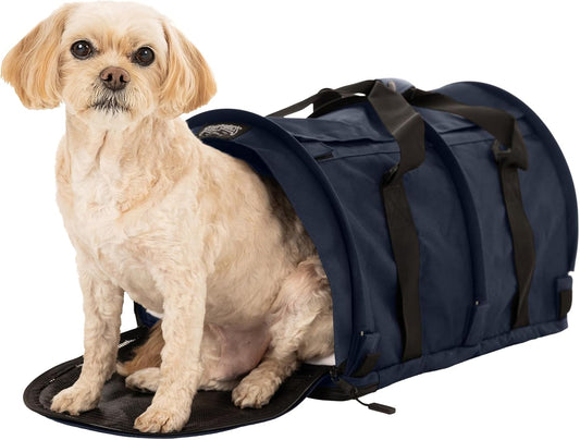 SturdiBag Pro 2.0 Pet Travel Carrier for Cats and Dogs | Soft Sided Pet Carrier Bag with Safety Clips and Seatbelt Straps for Car Travel | XL, Navy - Pawvie