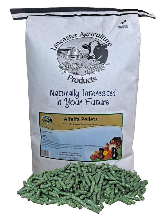 Alfalfa Meal Pellets 16 Pounds Organic Fertilizer for Flowers, Vegetables & Trees - Ideal Rabbit Food, Hamster Food, Timothy Hay Alternative - Lancaster Agriculture Products (16 Pounds)