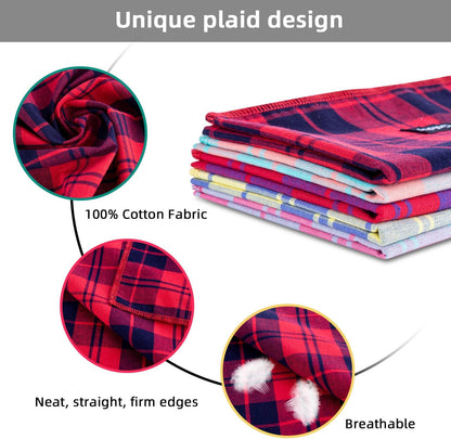 Spring Dog Bandana XLarge-Dog Scarf Vibrant Color Orange Green Plaid Printing Adjustable Bib Handkerchief Accessories for Large Dogs (XL)