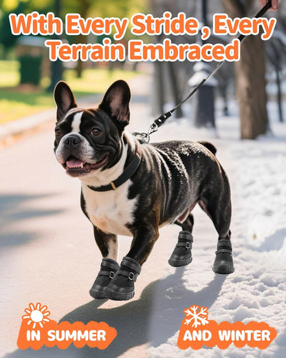 Dog Shoes for Small Dogs, Double Binding Straps Puppy Boots & Paw Protectors for Summer Hot Pavement, Winter Snow Dog Booties with Anti-Slip Rubber Soles for Beach Hardwood Floor Black Size 3