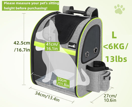 Pecute Pet Carrier Backpack, Cat Backpack Carrier, Expandable with Breathable Mesh for Small Dogs Cats Puppies, Dog Backpack Carrier for Hiking Travel Camping Outdoor, Hold Pets Up to 18 Lbs - Pawvie