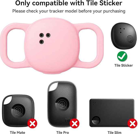 DDJ Cat Collar Case for Life360 Tile Sticker Tracker, 2-Pack Silicone Anti-Lost Protective Cover for Life 360 Tile Sticker Holder for Dog/Pet Collars, Durable, Easy Installation, Lightweight, Pink