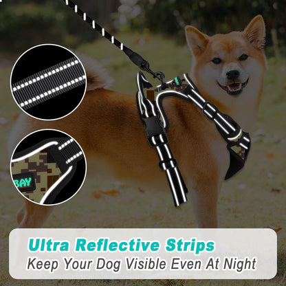 BARKBAY No Pull Dog Harness Large Step in Reflective Dog Harness with Front Clip and Easy Control Handle for Walking Training Running(Desert camo,L)