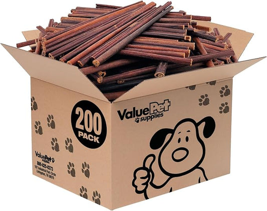 ValueBull Collagen Sticks for Small Dogs, 12 Inch Thin Chews, Natural Dog Treats, 200 Count Bulk Pack - Supports Joints, Skin & Coat with Chondroitin & Glucosamine