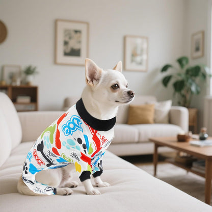 2PCS Dog Pajamas for Large Sized Dog Pjs Clothes Puppy Onesies Outfits Pet Jammies Boy Girl Male Female Apparel Soft Strechy Paw Bone Print L